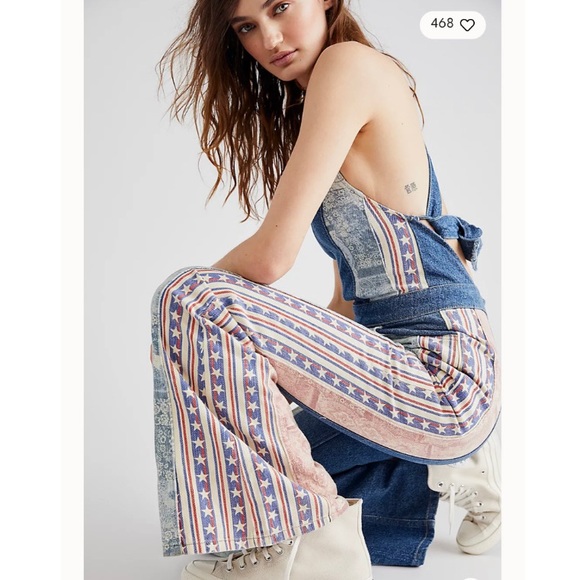 Free People Pants - 🌿|NWT| Free People Dallas Denim Flare Jumpsuit